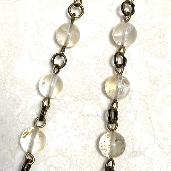 Natural Golden Rutilated Quartz Choker, Bronze Round Mushroom + Genuine Gemstone - Picture 9 of 16